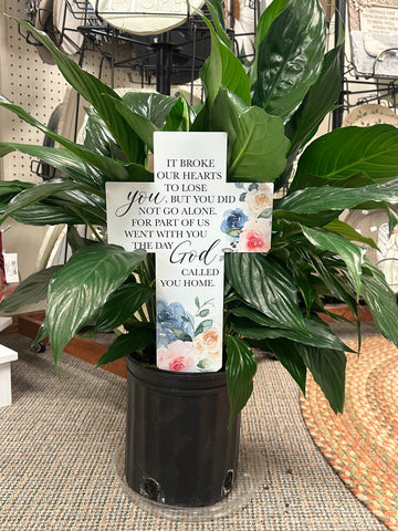 8 inch Potted green plant with metal stake